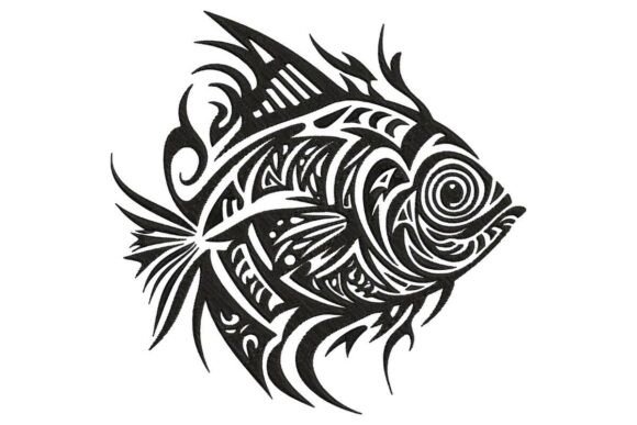 A Tribal Fish Embroidery Design for Seasonal Collections