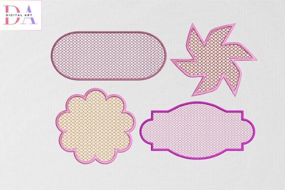Elegant Floral Label Shapes for Boutique Apparel Embroidery